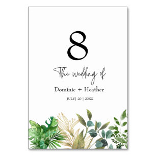 Elegant Botanical Leaf Table Number