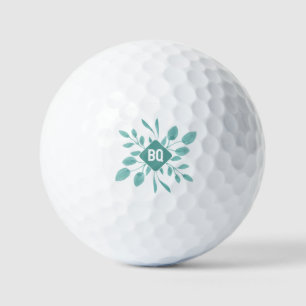 Elegant Botanical Leafy Greenery Custom Initial  Golf Balls