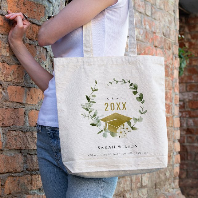 Elegant Botanical Leafy Wreath Gold Graduation Tote Bag (Creator Uploaded)