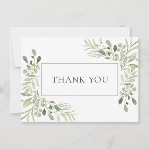 Elegant Botanical Leaves Greenery Thank You Card