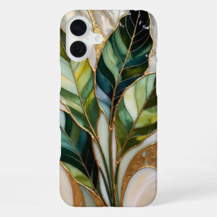 Elegant Botanical Leaves iPhone Case Beige Gold