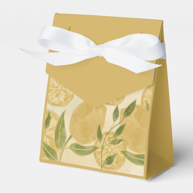 Elegant Botanical Lemon Greenery  Favour Box (Front Side)