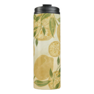 Elegant Botanical Lemon Greenery Thermal Tumbler
