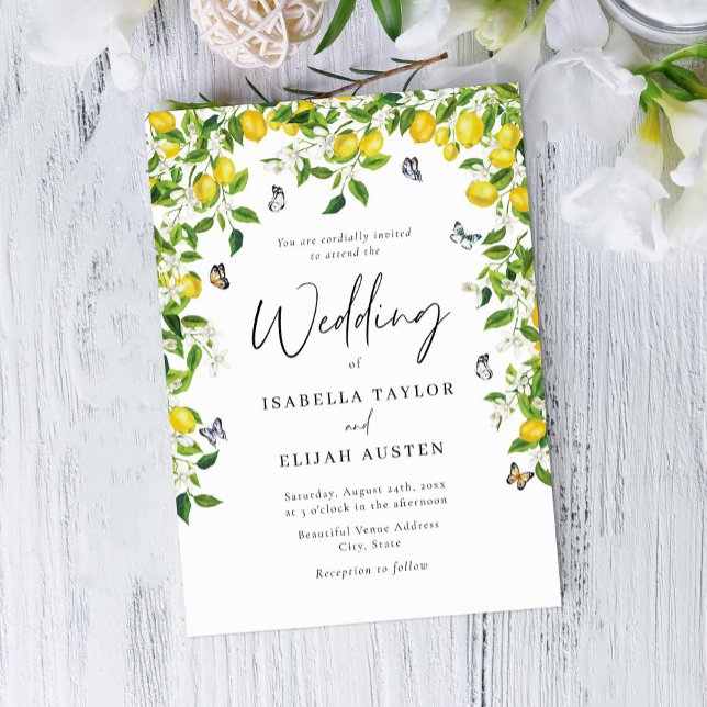 Elegant Botanical Lemon Wedding Invitation (Creator Uploaded)