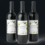 Elegant Botanical Lemons Frame Limoncello Wine Lab Label<br><div class="desc">Elegant watercolor botanical lemons,  leaves and blossoms arch frame,  limoncello beverage label in white colour. Template lines for your names and event date.</div>