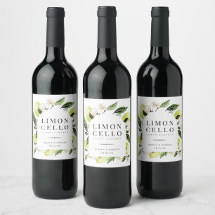 Elegant Botanical Lemons Frame Limoncello Wine Lab Label