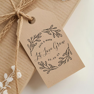 Elegant Botanical Let Love Grow Wedding Favour Rubber Stamp