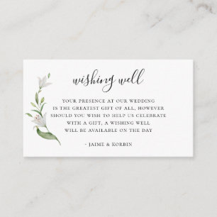 Elegant Botanical Lily Floral Wedding Wishing Well Enclosure Card