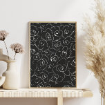 Elegant Botanical Line Drawing Pattern Black White Poster<br><div class="desc">A simple modern botanical design of a sophisticated floral line art drawing pattern in black and white. Just click customise to add additional text or pictures. Contact me with any questions or requests.</div>