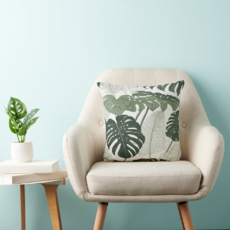 Elegant botanical line drawings cushion