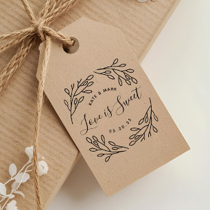 Elegant Botanical Love is Sweet Wedding Favour Rubber Stamp