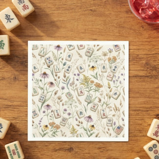 Elegant Botanical Mahjong Garden Party Hostess Napkin