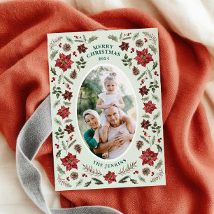 Elegant Botanical Merry Christmas Photo Card