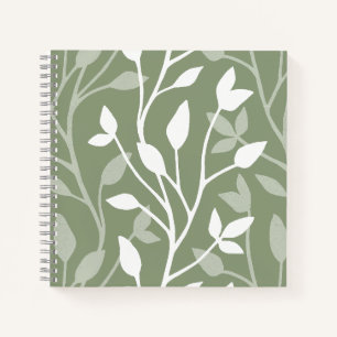 Elegant Botanical Minimal Silhouette on Sage Green Notebook