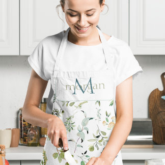 Elegant Botanical Modern Watercolor Apron