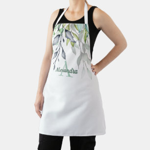 Elegant Botanical Monogram Apron