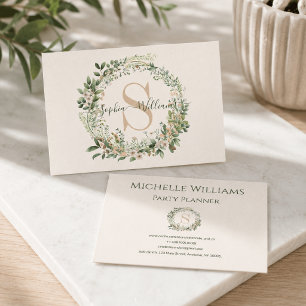 Elegant Botanical Monogram Business Card with Name
