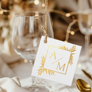 Elegant, botanical, monogram favour tags