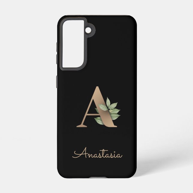 Elegant Botanical Monogram Gold Letter A Samsung Galaxy S21 Case (Back)