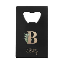 Elegant Botanical Monogram Gold Letter B 