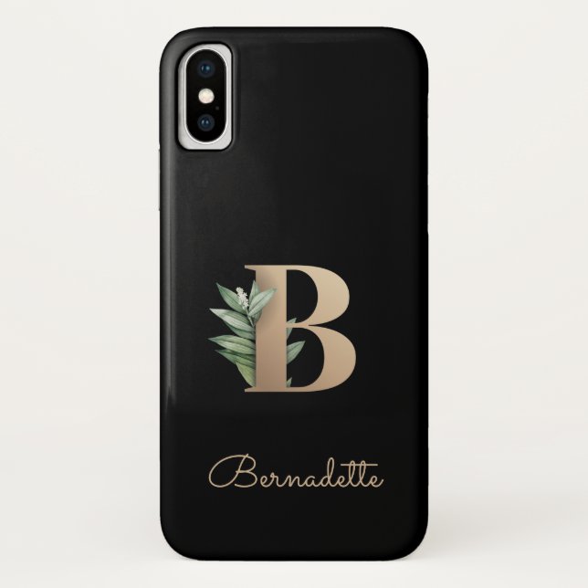 Elegant Botanical Monogram Gold Letter B Case-Mate iPhone Case (Back)