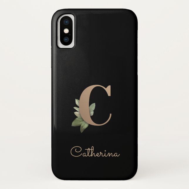 Elegant Botanical Monogram Gold Letter C Case-Mate iPhone Case (Back)