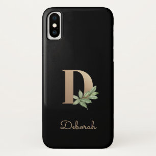 Elegant Botanical Monogram Gold Letter D Case-Mate iPhone Case