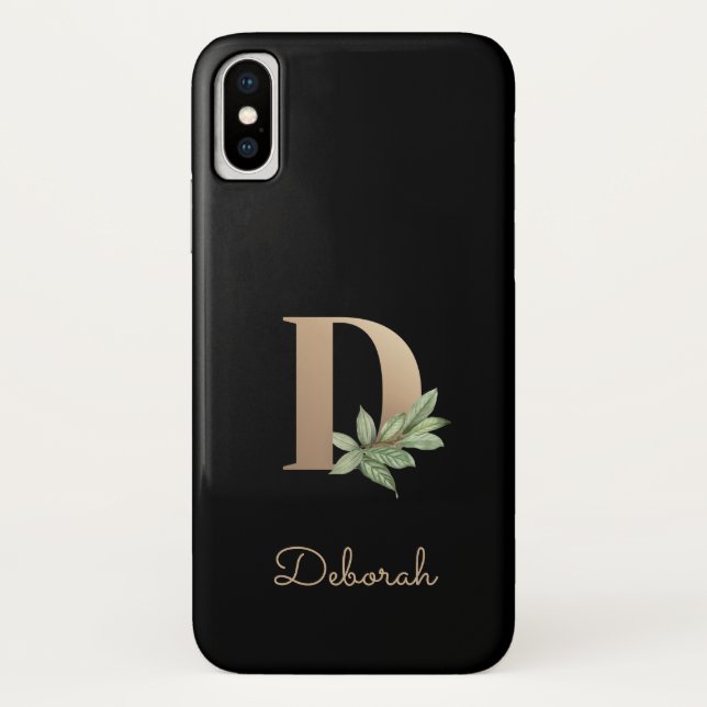 Elegant Botanical Monogram Gold Letter D Case-Mate iPhone Case (Back)