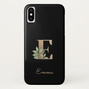 Elegant Botanical Monogram Gold Letter E Case-Mate iPhone Case