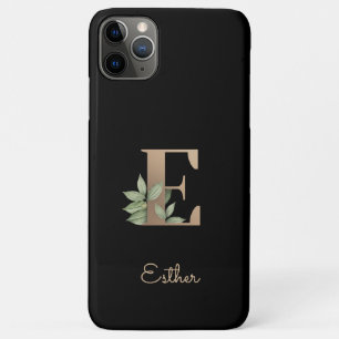 Elegant Botanical Monogram Gold Letter E Case-Mate iPhone Case