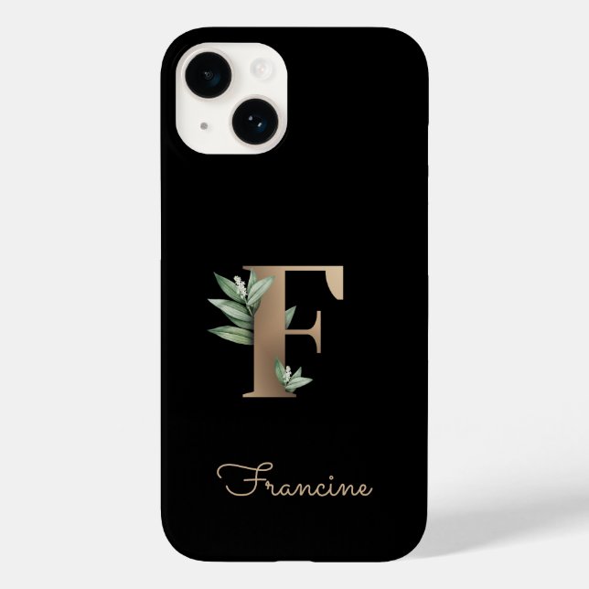 Elegant Botanical Monogram Gold Letter F Case-Mate iPhone Case (Back)