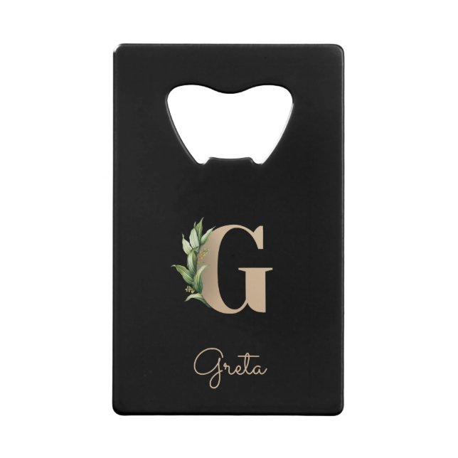 Elegant Botanical Monogram Gold Letter G  (Front)