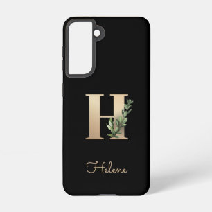 Elegant Botanical Monogram Gold Letter H Samsung Galaxy Case