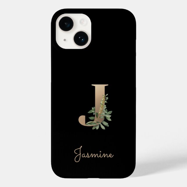 Elegant Botanical Monogram Gold Letter J Case-Mate iPhone Case (Back)