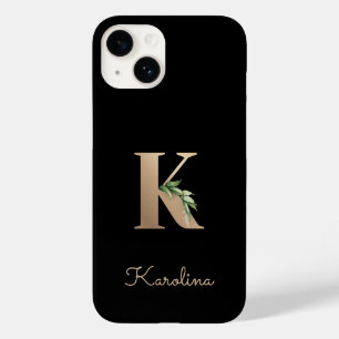 Elegant Botanical Monogram Gold Letter K Case-Mate iPhone 14 Case