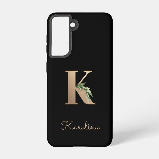 Elegant Botanical Monogram Gold Letter K Samsung Galaxy S21 Case (Back)