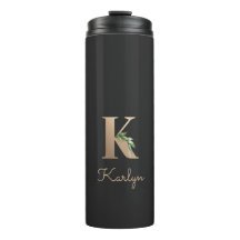 Elegant Botanical Monogram Gold Letter K 