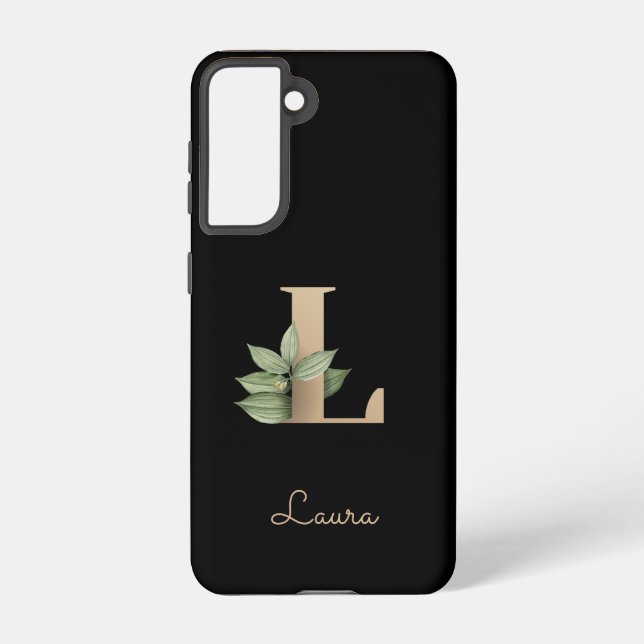 Elegant Botanical Monogram Gold Letter L Samsung Galaxy S21 Case (Back)