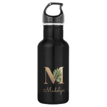 Elegant Botanical Monogram Gold Letter M 