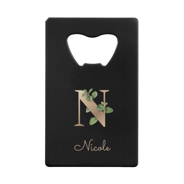 Elegant Botanical Monogram Gold Letter N  (Front)