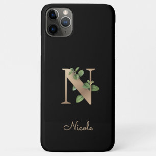Elegant Botanical Monogram Gold Letter N Case-Mate iPhone Case