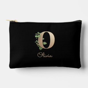 Elegant Botanical Monogram Gold Letter O Accessory Pouch