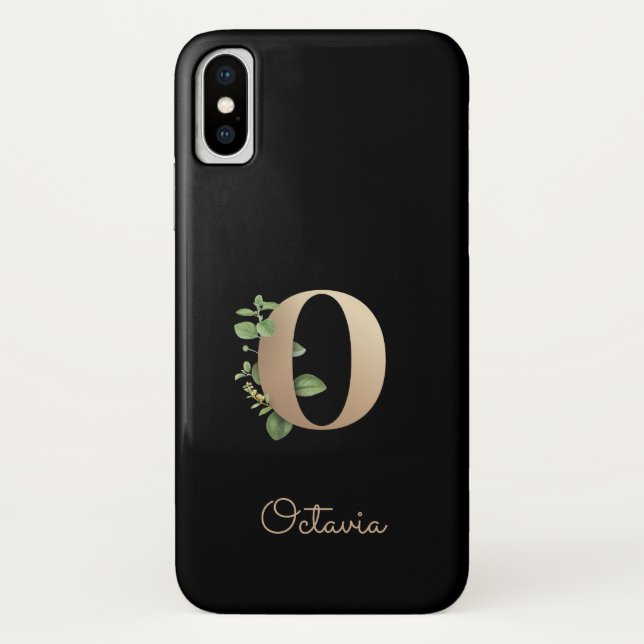 Elegant Botanical Monogram Gold Letter O Case-Mate iPhone Case (Back)