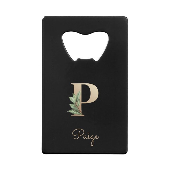 Elegant Botanical Monogram Gold Letter P  (Front)
