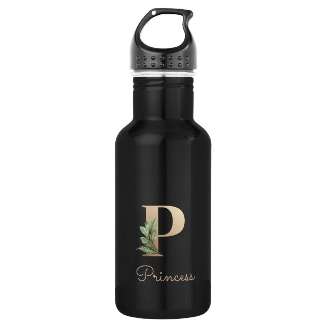 Elegant Botanical Monogram Gold Letter P  532 Ml Water Bottle (Front)