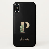 Elegant Botanical Monogram Gold Letter P