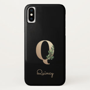 Elegant Botanical Monogram Gold Letter Q Case-Mate iPhone Case