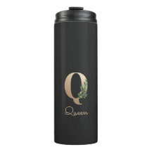 Elegant Botanical Monogram Gold Letter Q 
