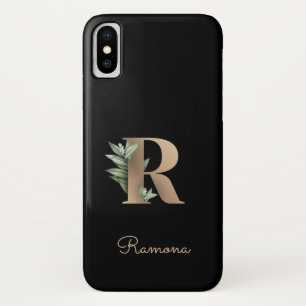 Elegant Botanical Monogram Gold Letter R Case-Mate iPhone Case