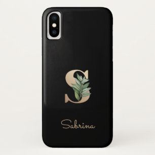 Elegant Botanical Monogram Gold Letter S Case-Mate iPhone Case